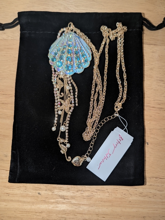 Betsey Johnson Jewelry - Betsy Johnson Gold-Tone Blue Shell Pendant Necklace